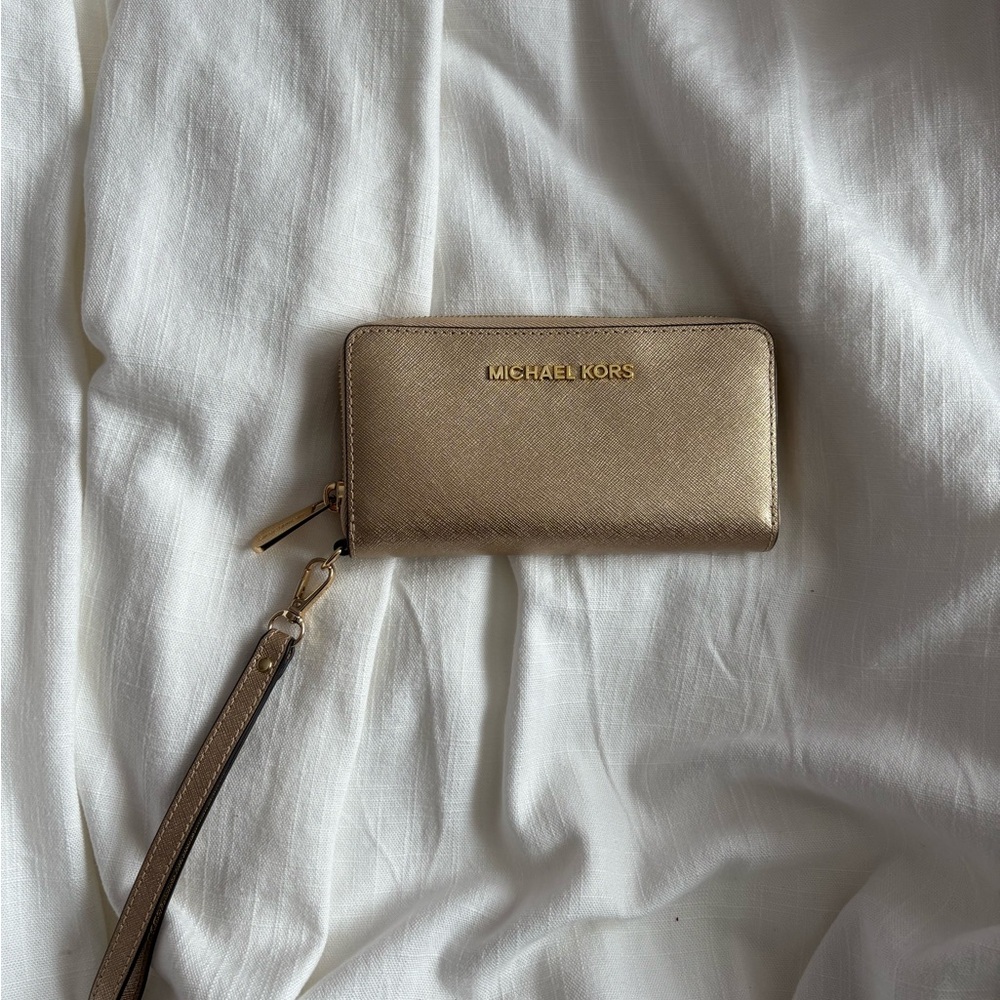 Michael Kors Metallic Gold Wristlet